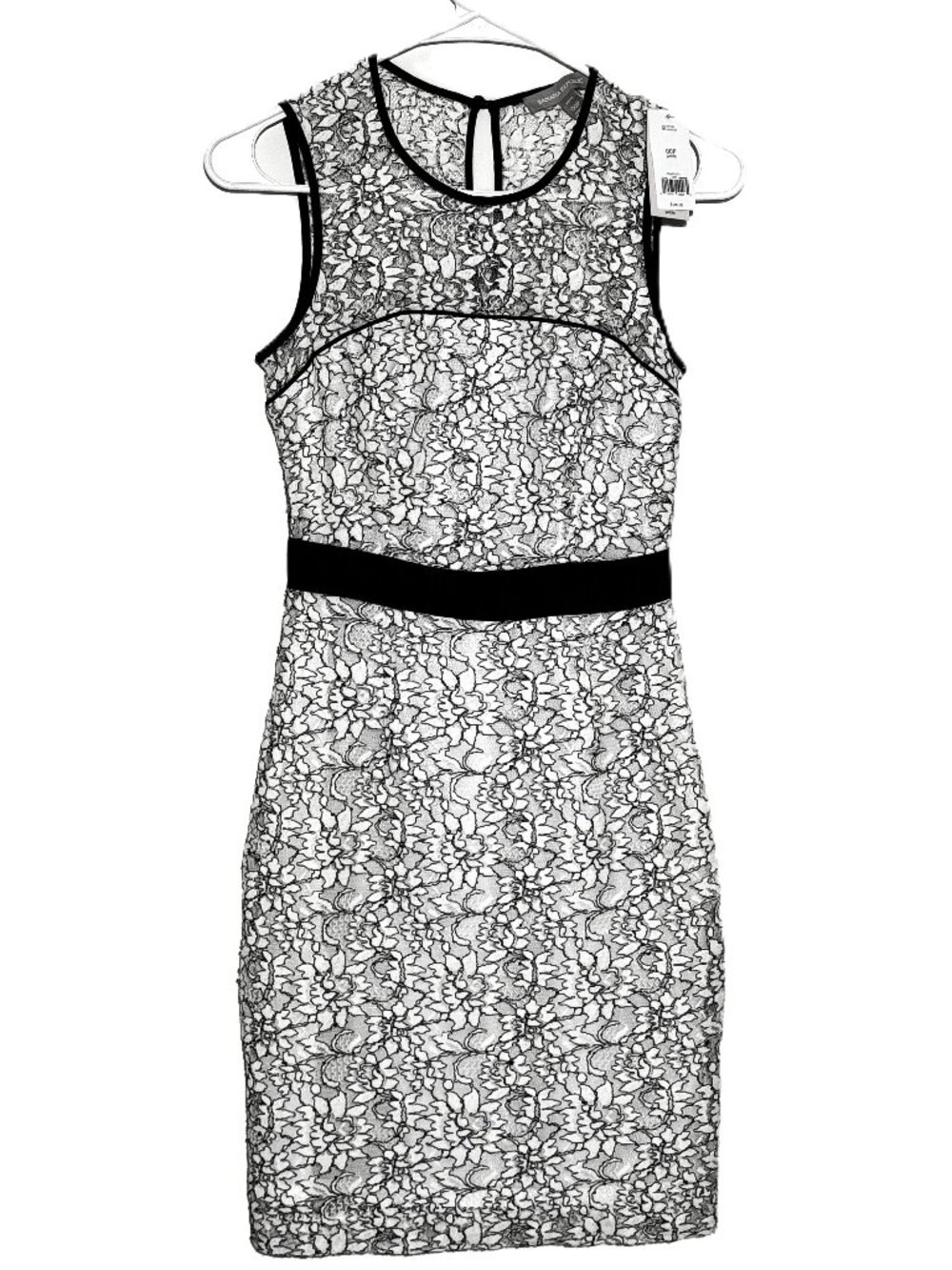 Banana Republic Lace Dress NWT Womens 00P 00 Petite White Black Cocktail Sheath